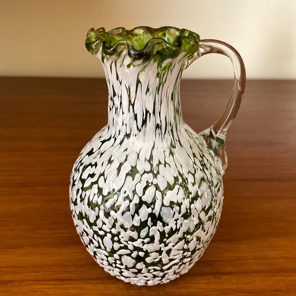 VTG Hand Blown Splatter Glass Vase